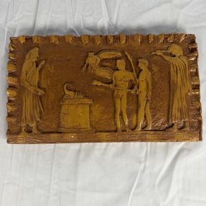 Vintage Greek Stone Relief Plaque Mythology Wall Art Handmade Greece